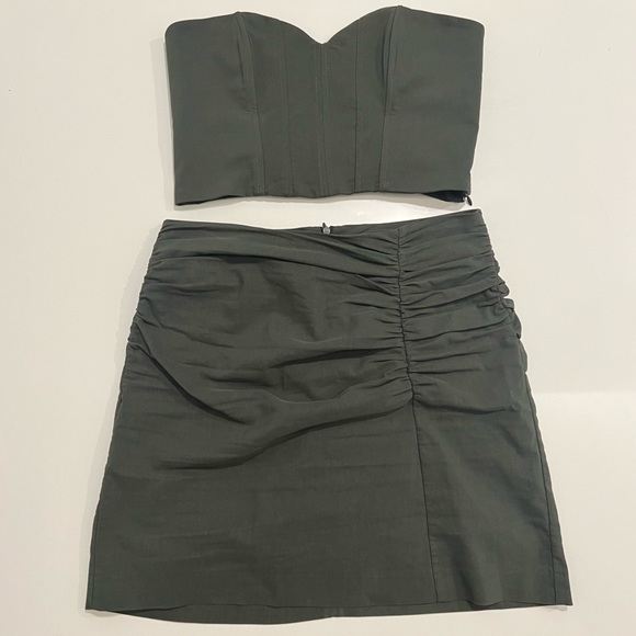 Zara Dresses & Skirts - Corset top and skirt set in dark green